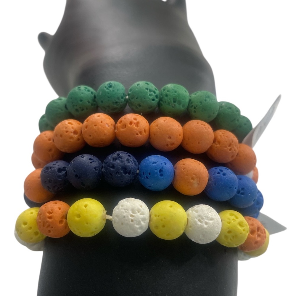 Lava gemstone bracelet,Available in Orange,Green,White,Navy blue multi colored